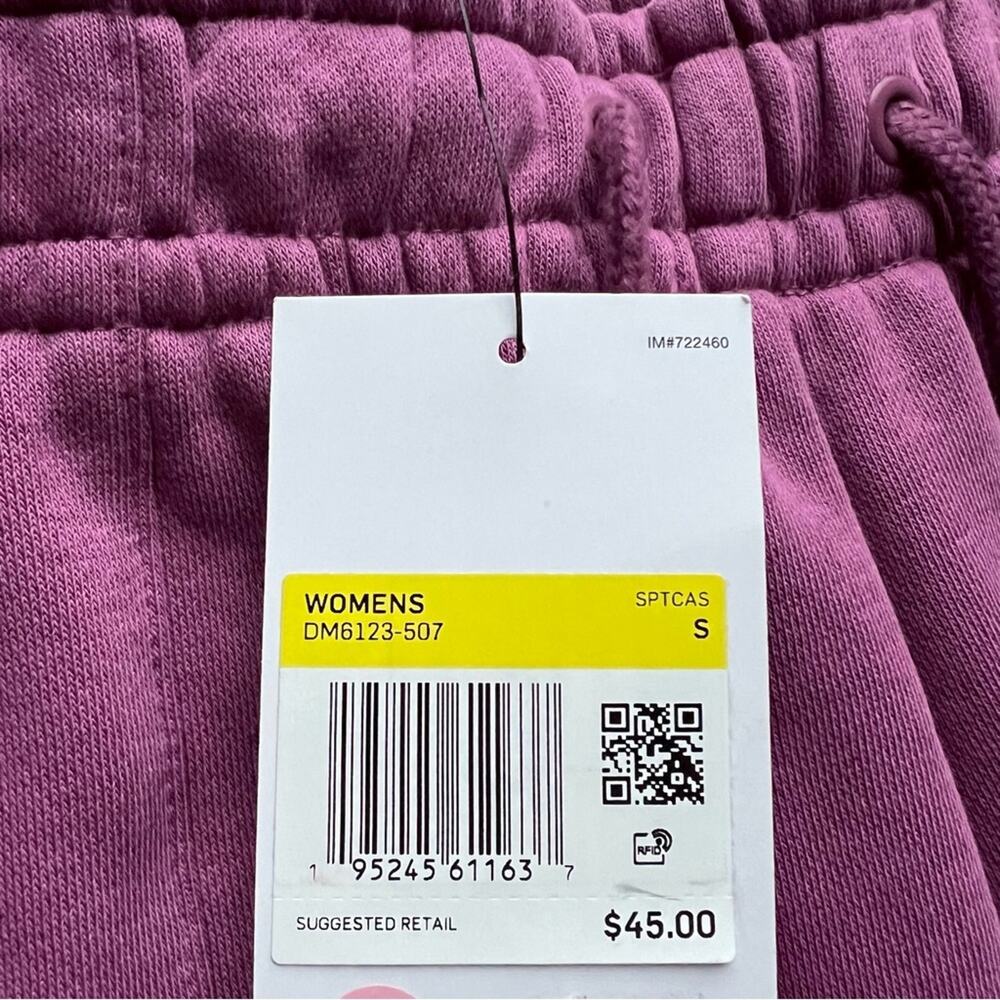 Nike Essential Loose Fit High Rise Light Bordeaux Fleece Lined Sweat Shorts S - Picture 9 of 10